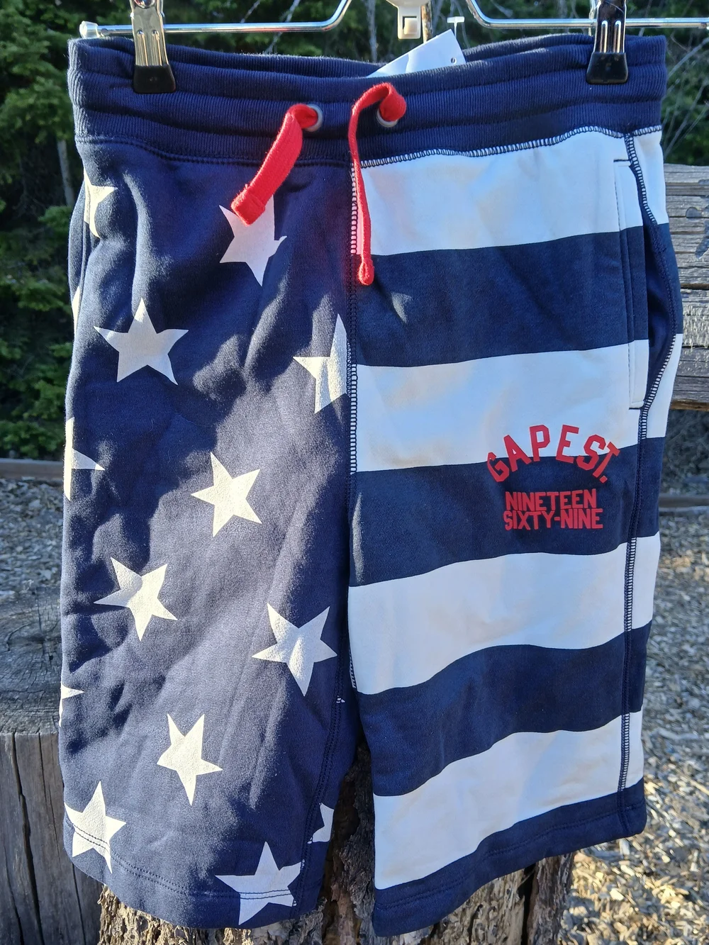 Gap Kids 1969 Paris Sweat Shorts American Patriotic Red White Blue Size  10-11